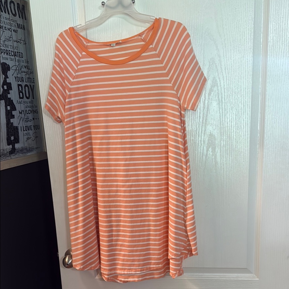 Umgee Orange Striped Midi Dress